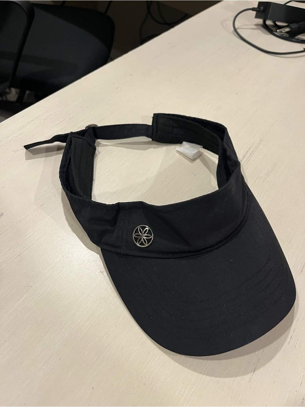 Black Women's Visor with Floral Medallion